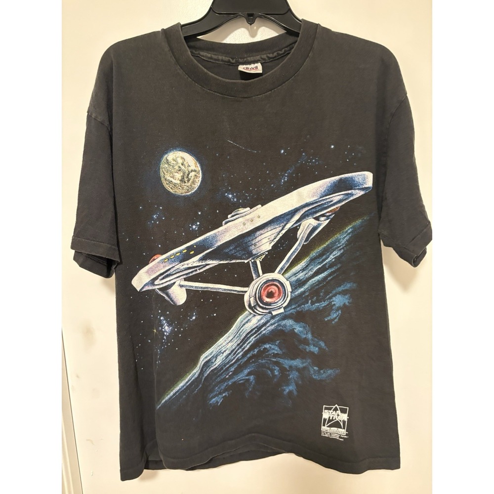 Star Trek All Over Print Men's Shirt Size XL Single Stitch AOP Vintage
